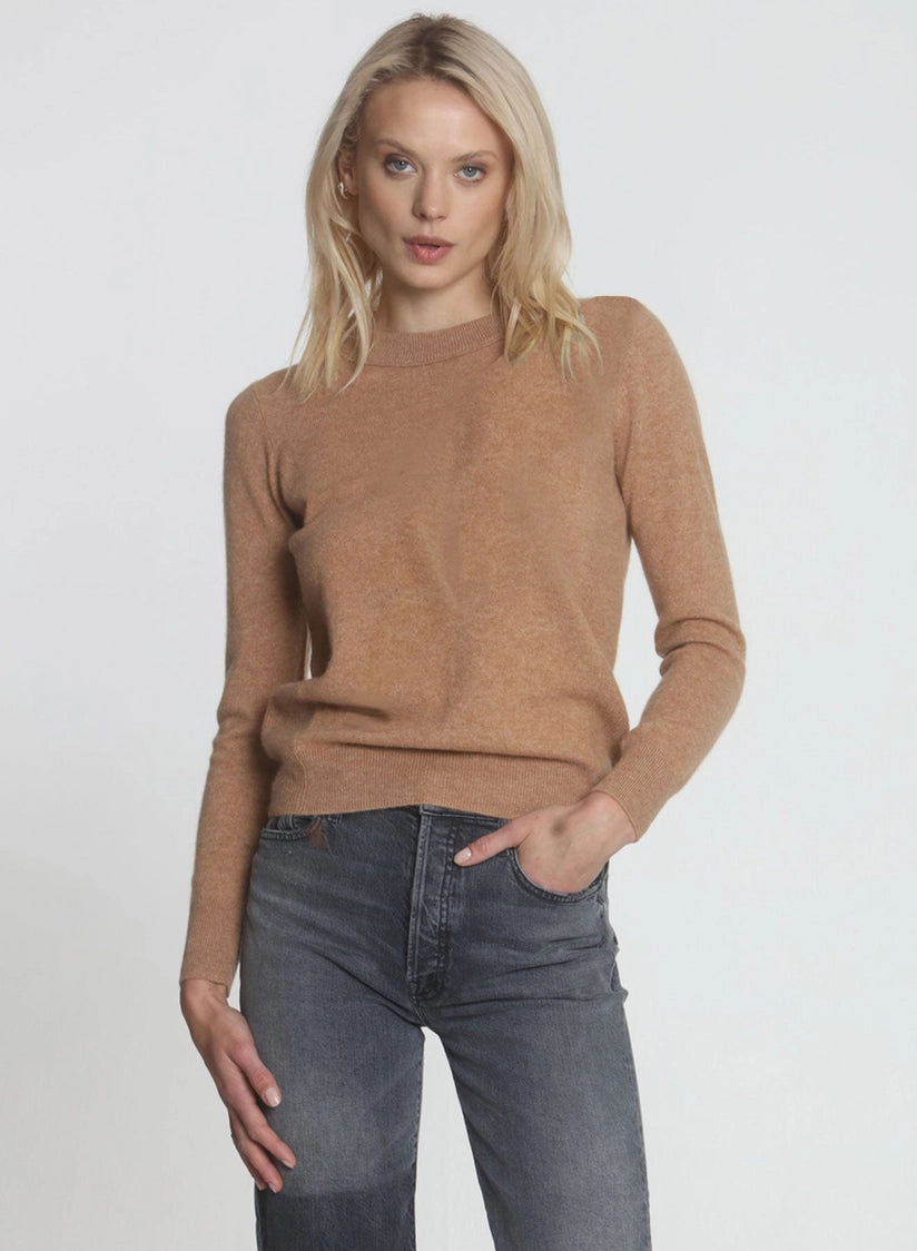 Taupe Crew Neck 100% Cashmere Sweater
